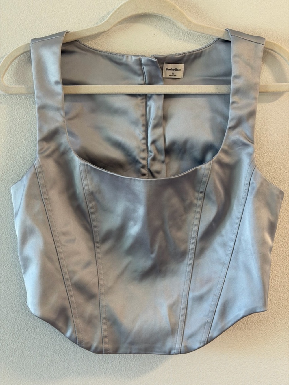 Sunday Best Aritzia Satin Corset Top lavender Square Neck Crop Tank M